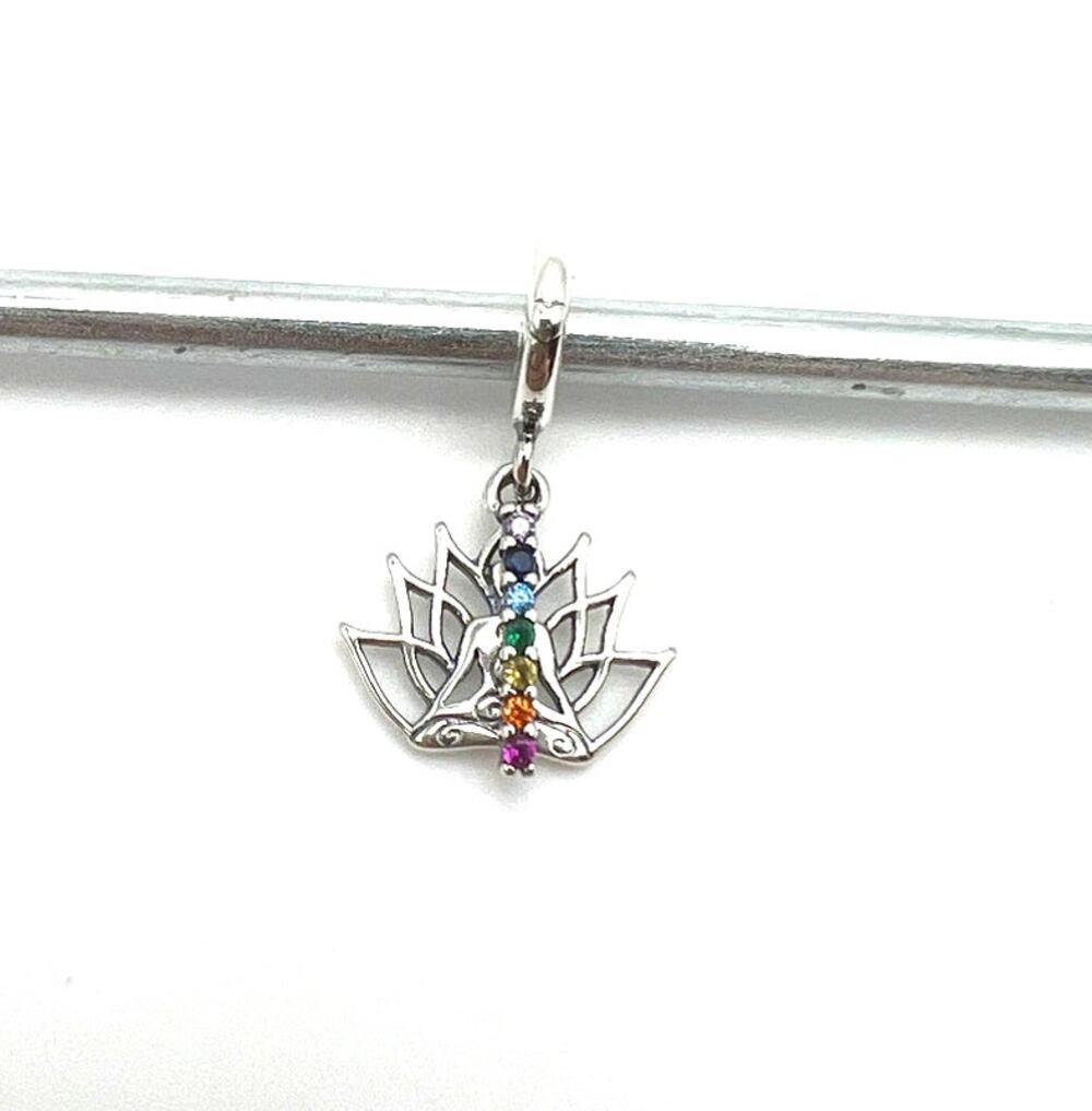 New Chakra Lotus Meditation Charm for European Bracelet